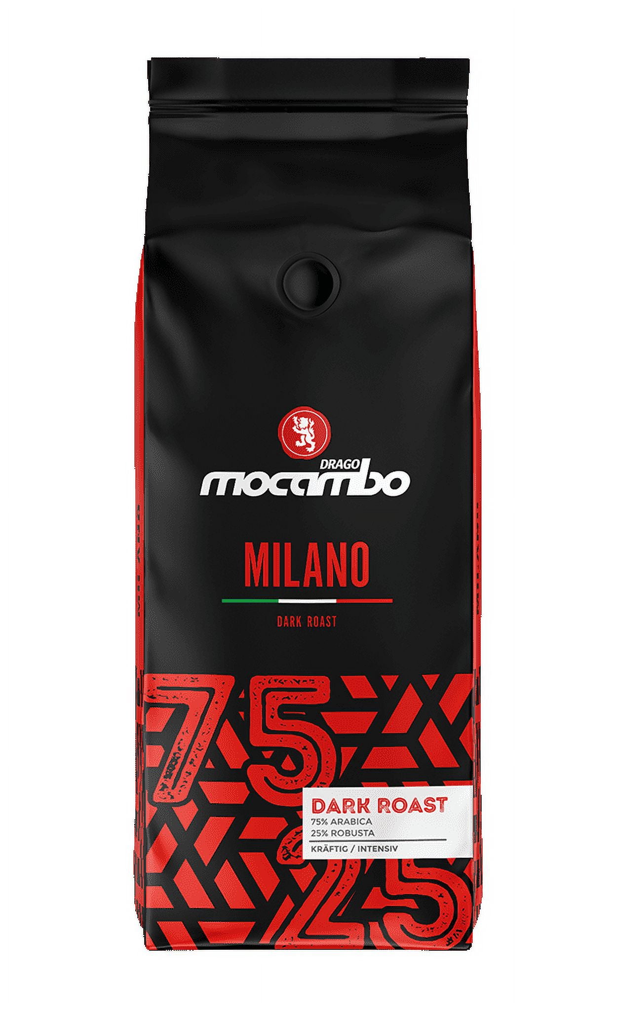 Caffé Milano, Whole Bean Coffee, Dark Roast, 2.2 Pound, 75% Arabica 25% Robusta, Premium Italian Coffee