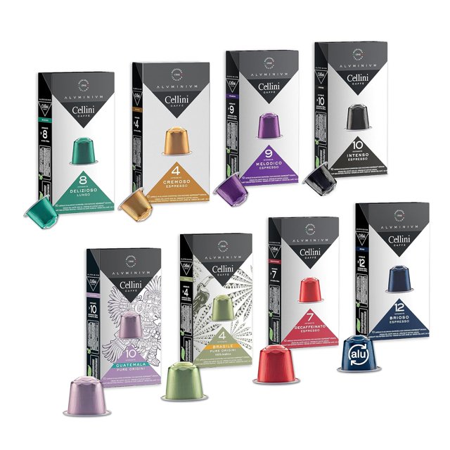 Caffè Mixed Variety Aluminum Nespresso Pods, 8 Distintive Italian
