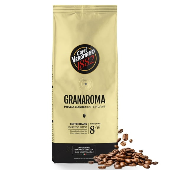 Caffe Vergnano 1882 Gran Aroma Whole Bean Arabica Medium Espresso Roast Coffee, 2.2lbs Bag