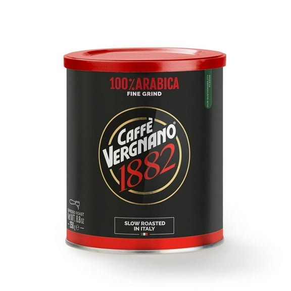 Caff Vergnano Italian Finely Ground 100% Arabica Espresso Coffee  Intensity 6, Delicate & Subtly Fruity Flavor Blend, Slow Roasted with Notes of Milk Chocolate, Caramel & Nuts, 8.82 oz Tin
