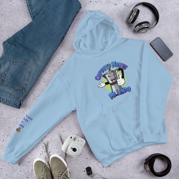 Caffcito makes Me Lindo Unisex Hoodie (Light Blue, XL)
