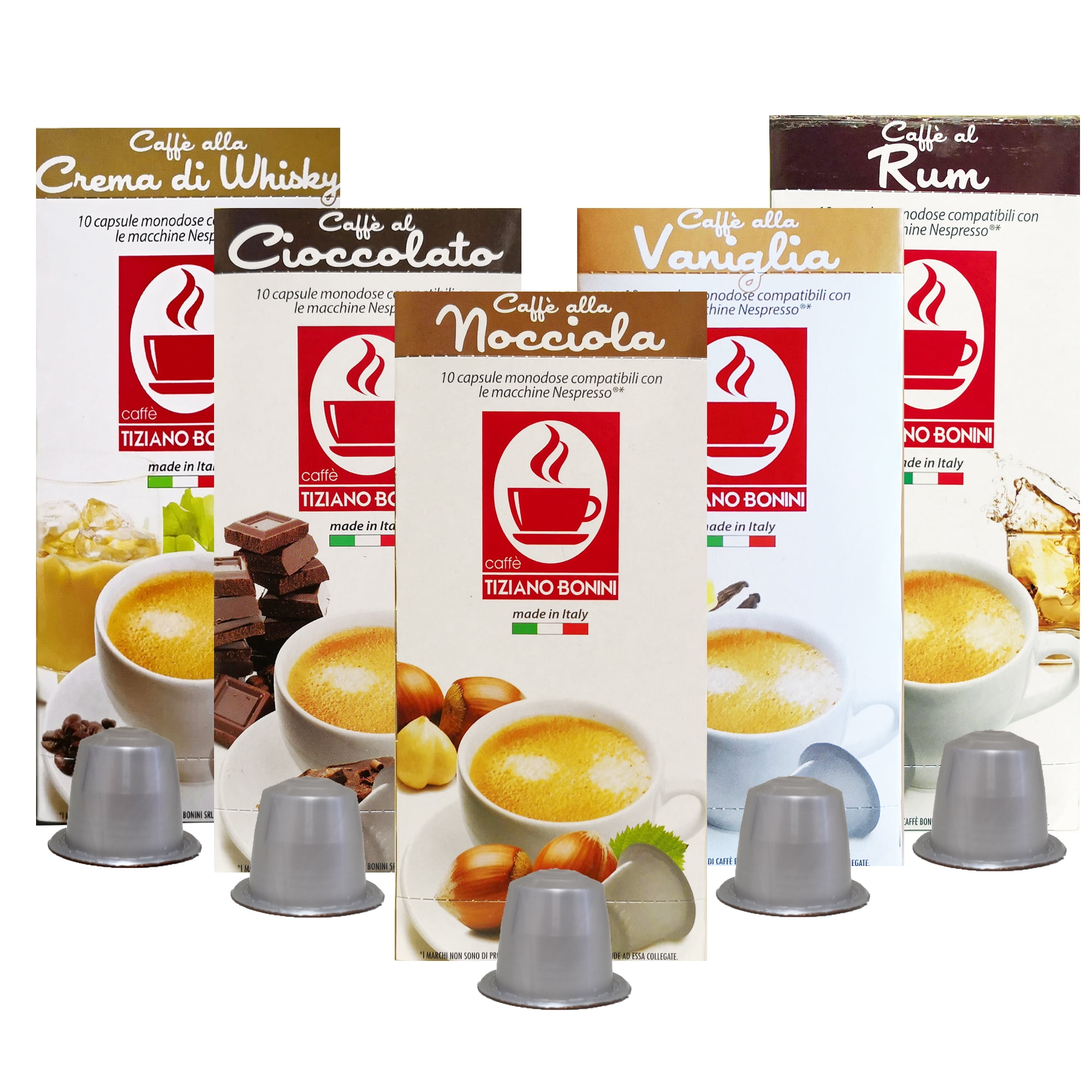 Caffe Bonini Nespresso Compatible Gourmet Espresso Capsules, for Original  Line Nespresso Machine,50 Count (Flavored Coffee Variety Pack) 