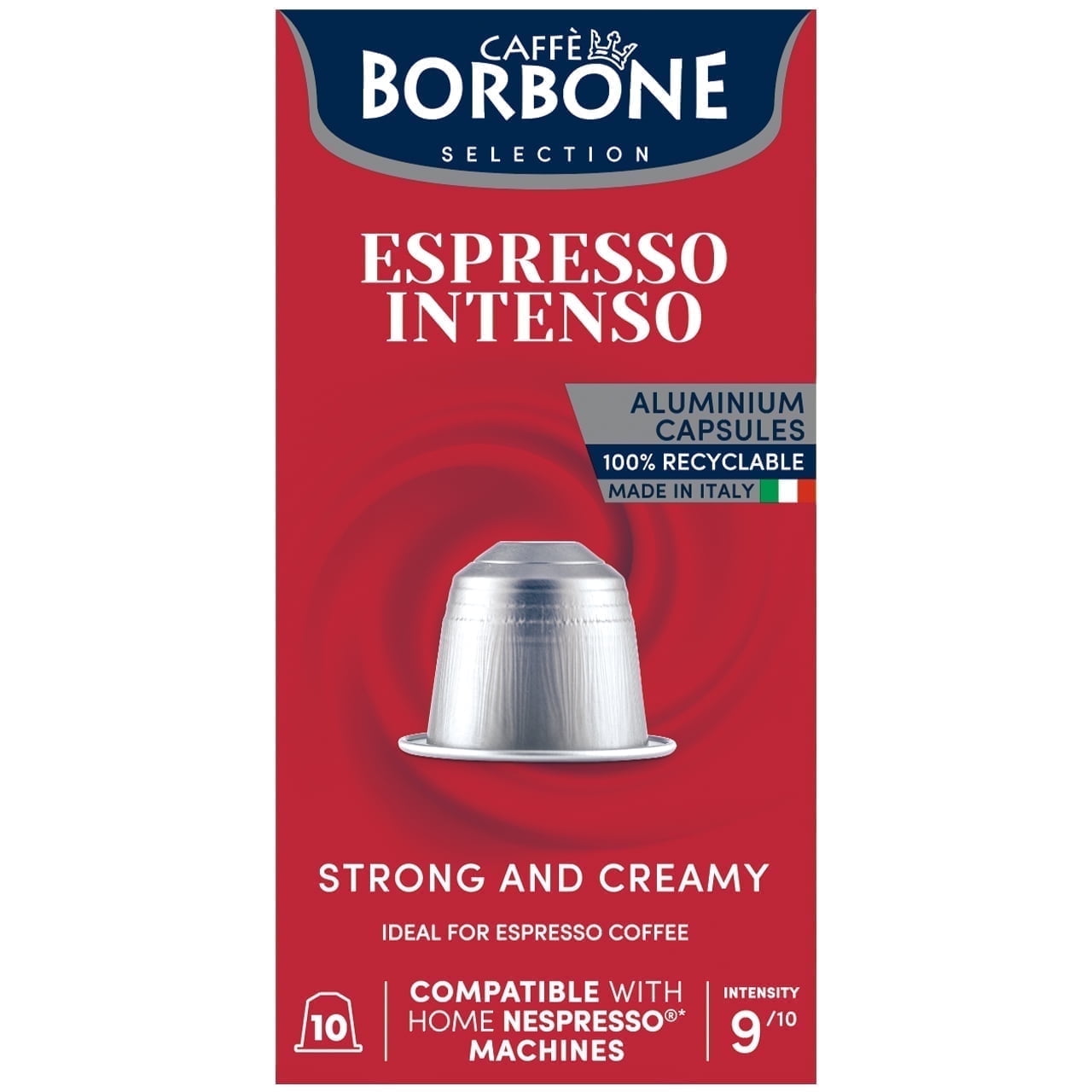 Caff Borbone Espresso Intenso Dark Roast Nespresso Compatible Aluminum Coffee Pods - 100 Count (10 packs of 10)