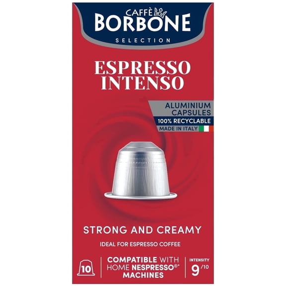 Caffè Borbone Espresso Intenso Dark Roast Nespresso Compatible Aluminum Coffee Pods - 100 Count (10 packs of 10)