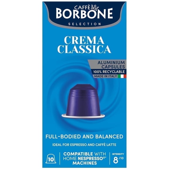 Caff Borbone Crema Classica Medium Roast Aluminum Espresso Pods, Nespresso Original Compatible, 100 Count