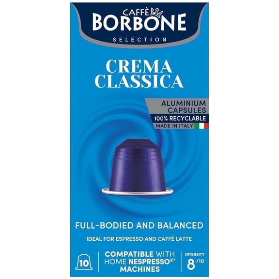 Caff Borbone Crema Classica Medium Roast Aluminum Espresso Pods, Nespresso Original Compatible, 100 Count