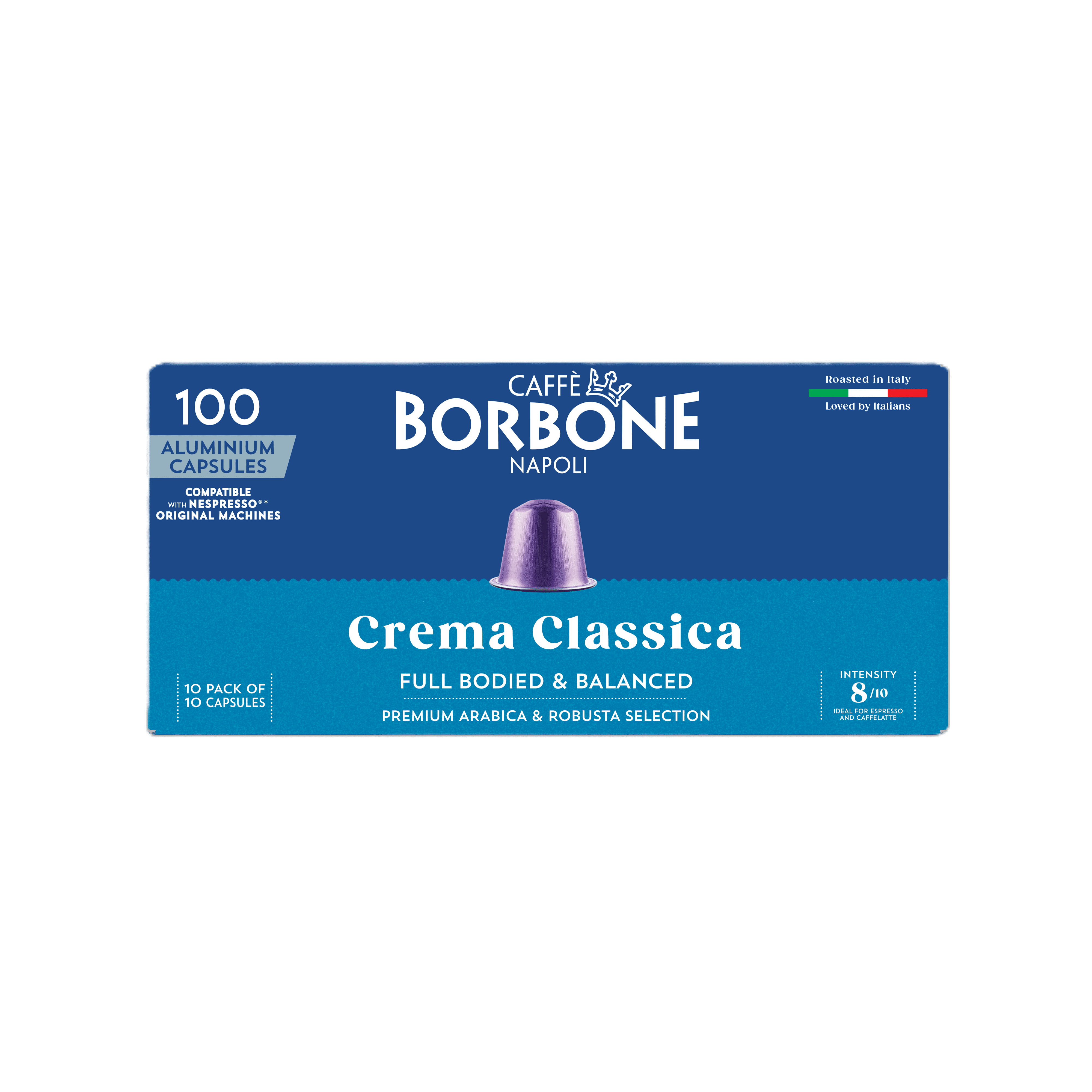 Caffè Borbone Crema Classica Medium Roast Aluminum Espresso Pods, Nespresso Original Compatible, 100 Count