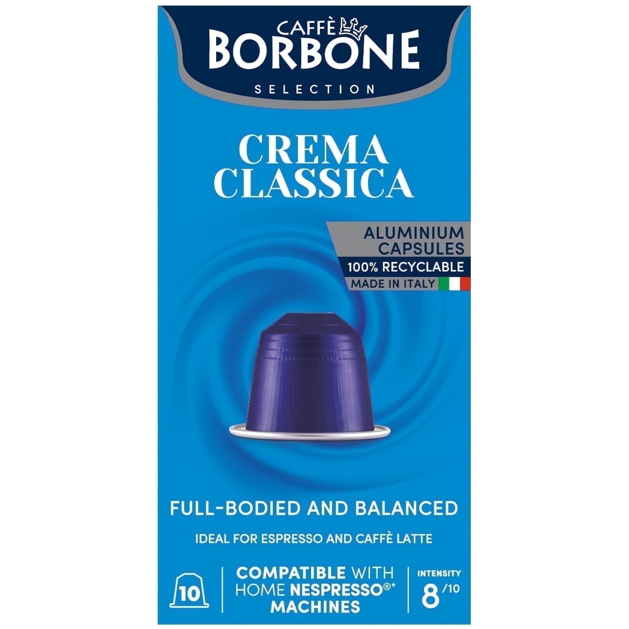Caff Borbone Crema Classica Medium Roast Aluminum Espresso Pods, Nespresso Original Compatible, 100 Count