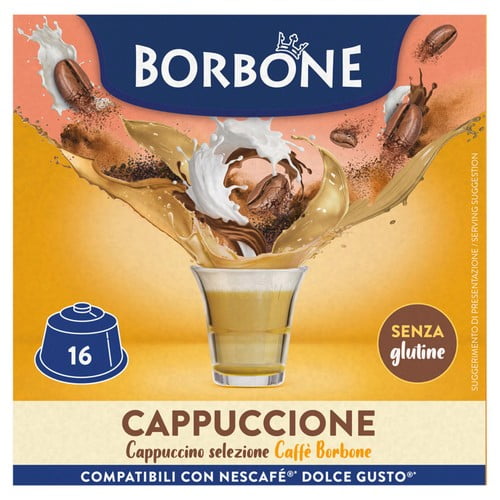 Caffe Borbone Cappuccino Dolce Gusto Compatible Capsules, 16 pods per pack, British Import (Pack of 3)