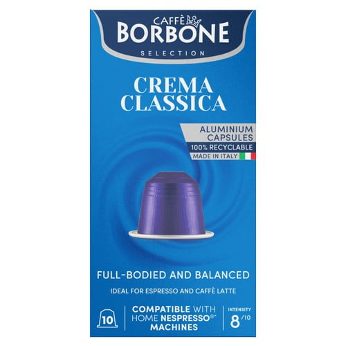Caffe Borbone Crema Classica Intensity 8 Nespresso Compatible Capsules, 10 pods per pack, British Import (Pack of 3)