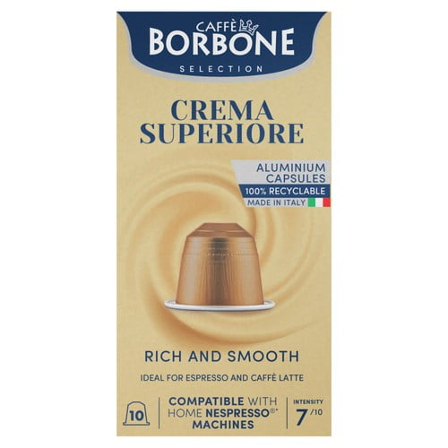Caffe Borbone Crema Superior Intensity 7 Nespresso Compatible Capsules, 10 pods per pack, British Import (Pack of 3)