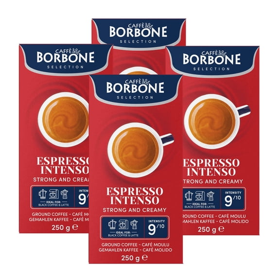 Caff Borbone Ground Coffee, Espresso Intenso, Medium Roast, Roasted and Freshly Packaged in italy, 8.8 ounce (pack of 4)