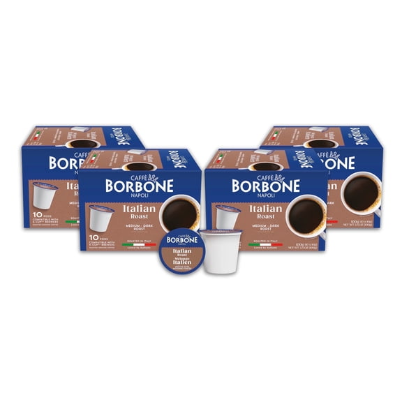 Caff Borbone Italian Roast Medium Dark Roast Pods Compatible with K-Cup Brewers, (40 Count)