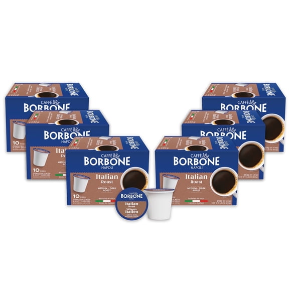 Caffè Borbone Italian Roast Medium Dark Roast Pods Compatible with K-Cup Brewers, (60 Count)