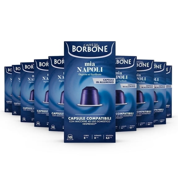 Caff Borbone Nespresso Compatible Aluminum Coffee Pods, Mia Napoli, Genuine Italian Coffee, 100 Count (10 Packs of 10)