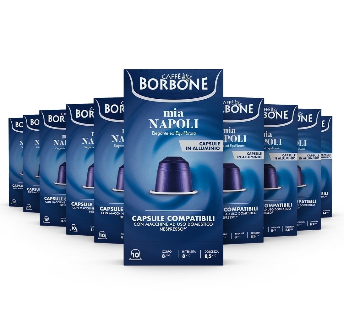 Caff Borbone Nespresso Compatible Aluminum Coffee Pods, Mia Napoli, Genuine Italian Coffee, 100 Count (10 Packs of 10)