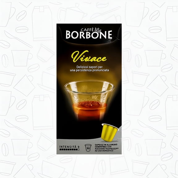 Caffe Borbone Vivace Medium Dark Roast Arabica & Robusta Aluminum Capsules- Compatible With Nespresso Classic Machines, 30 Count