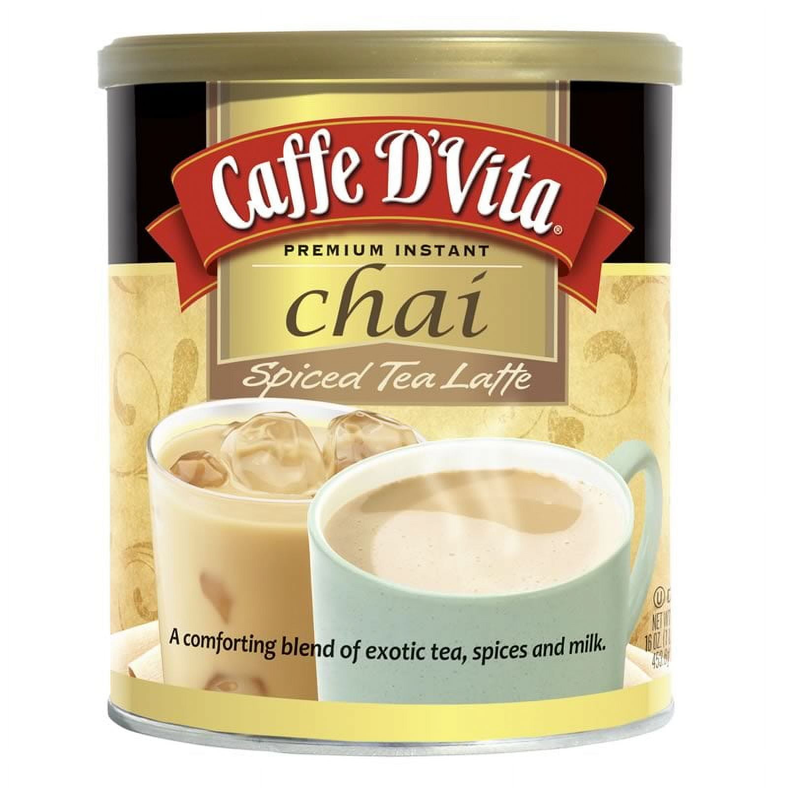 Caffe D\'Vita Enchanted Chai Spiced Tea Latte,16 oz (Pack of 6)