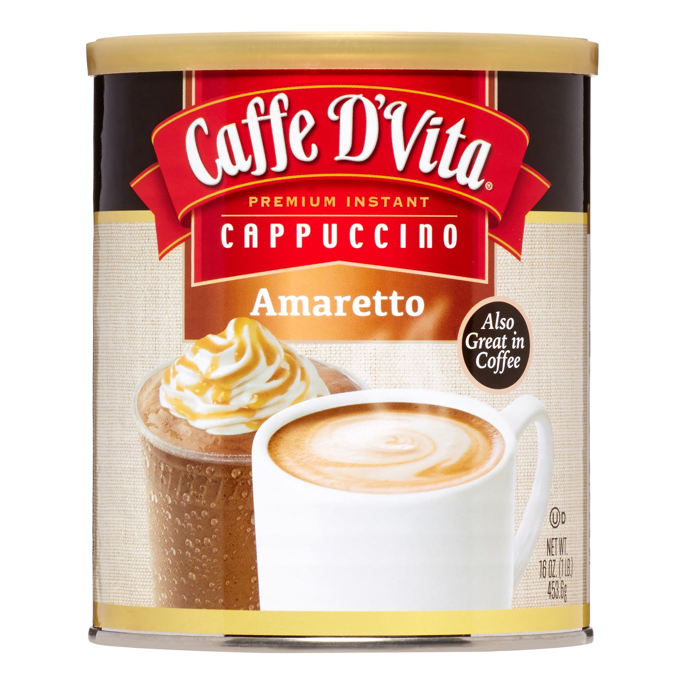 Caffe D'Vita Instant Cappuccino, Amaretto, 16 Oz, 1 Ct