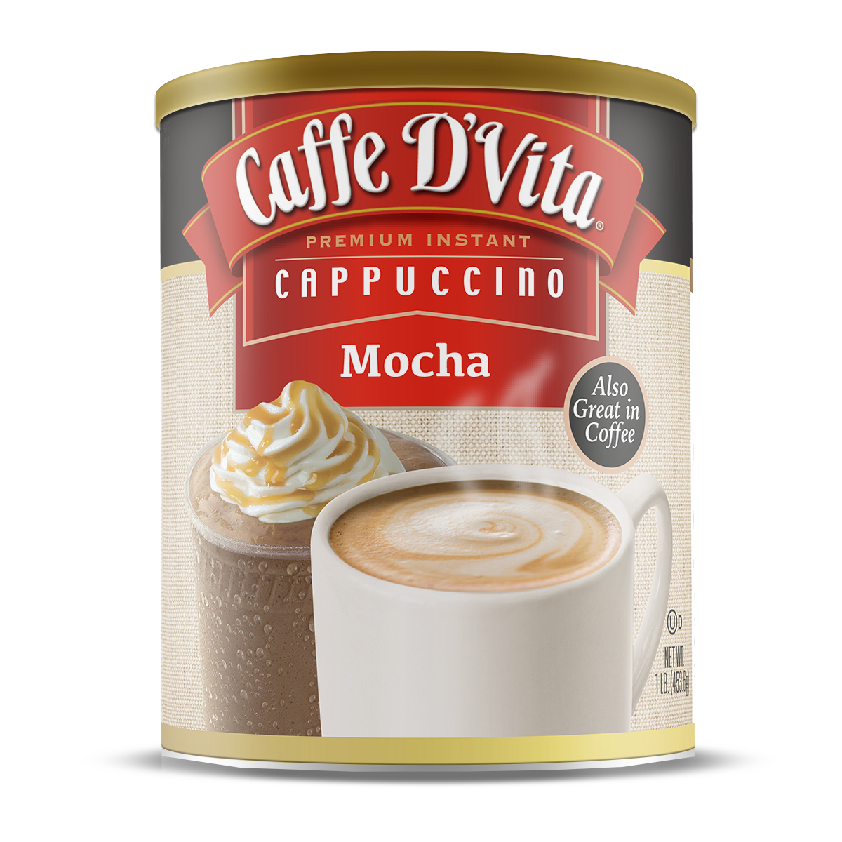 Caffe D'Vita Spiced Chai Latte Premium Instant Powder Mix – 16 Oz Can – Gluten Free, Kosher – American