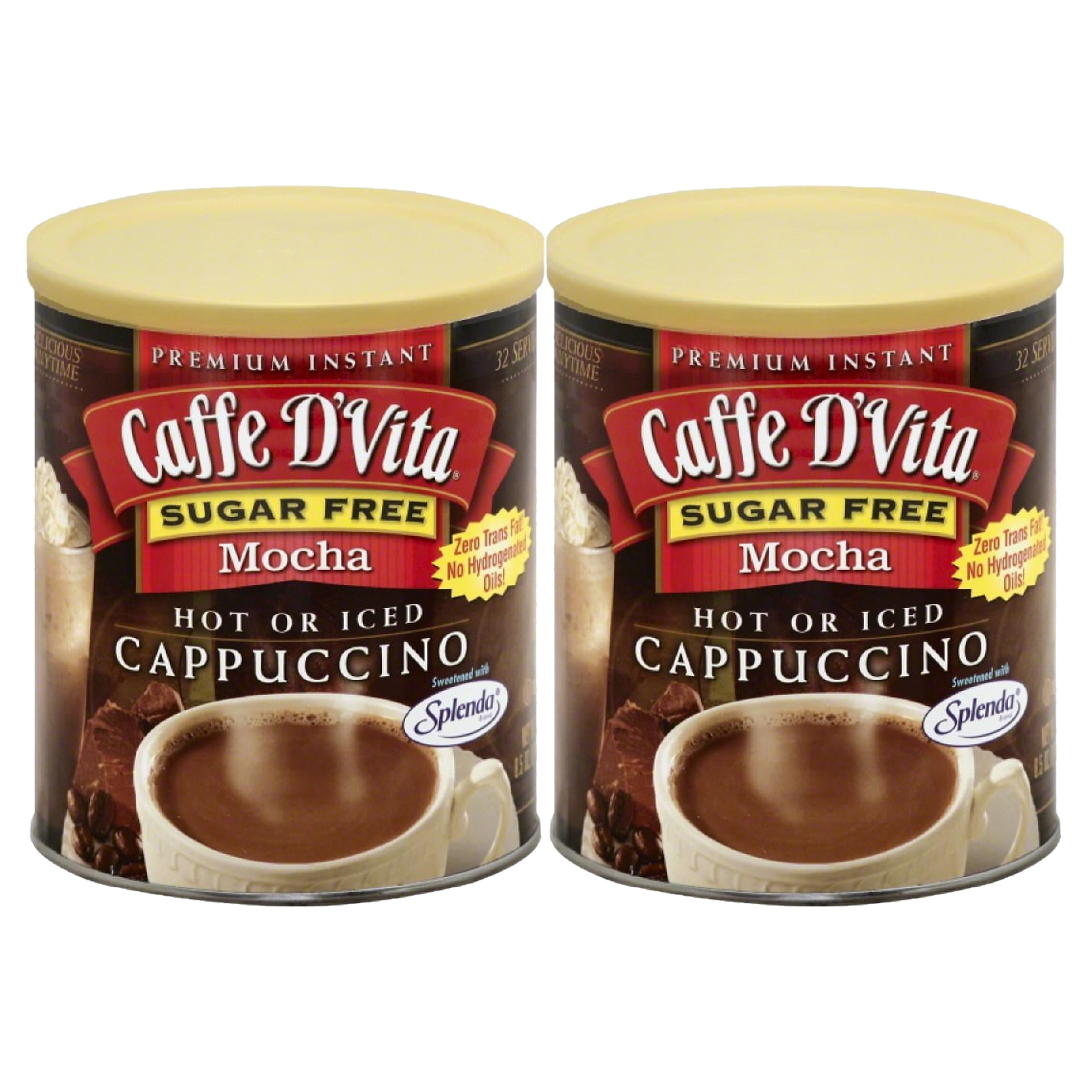 (2 pack) Caffe D'Vita Premium Instant Sugar Free Mocha Cappuccino, 8.5