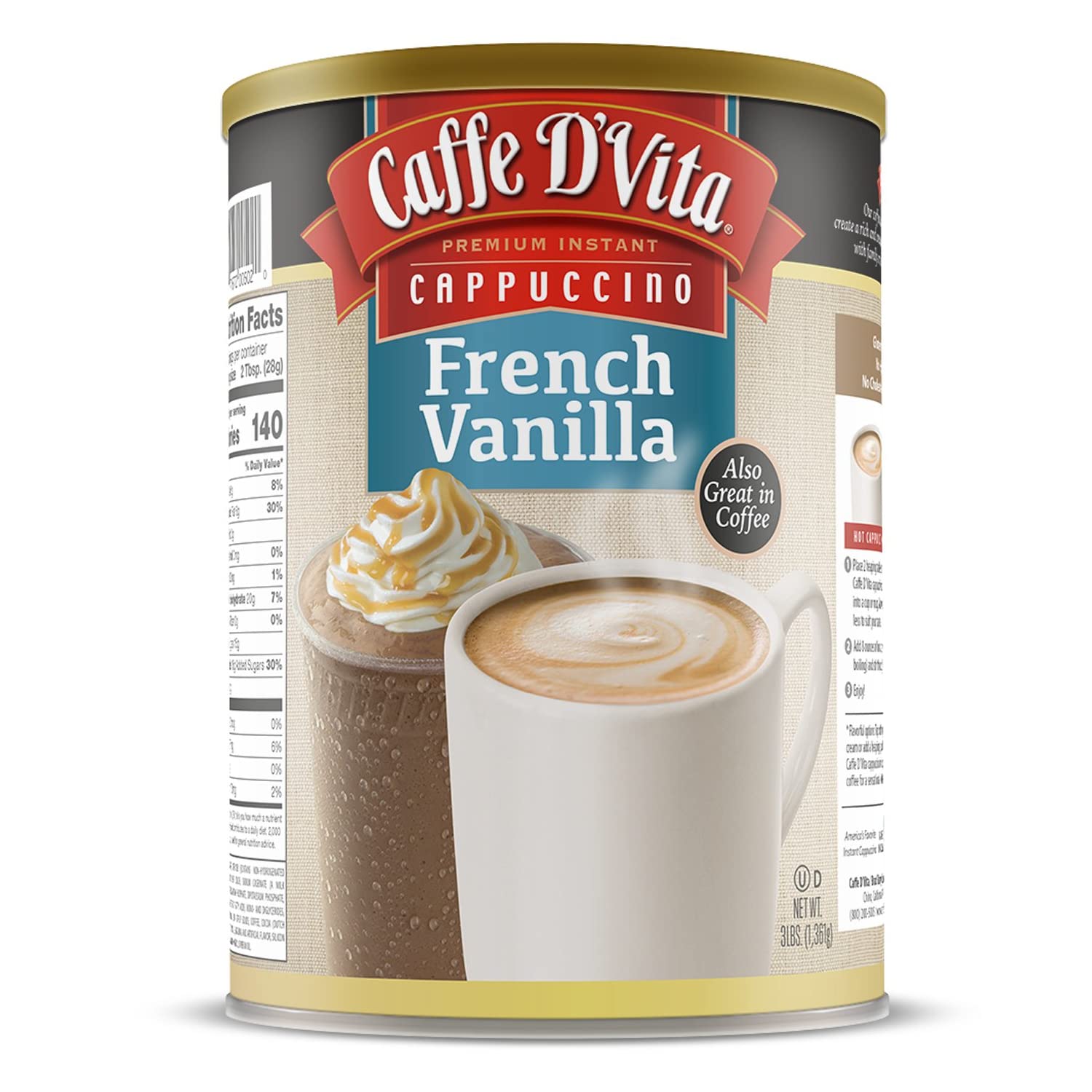 Caffe Dâ€™Vita Vanilla Cappuccino Mix Cappuccino Mix, Vanilla Coffee