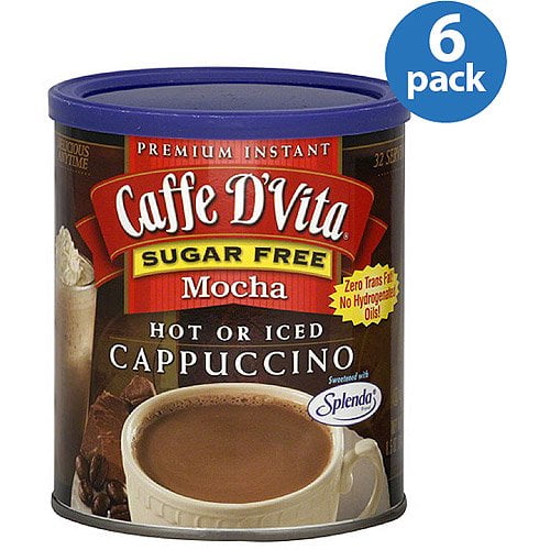 Caffe D'vita Sugar Free Mocha Hot or Iced Instant Cappuccino, 8.5 oz, (Pack of 6)