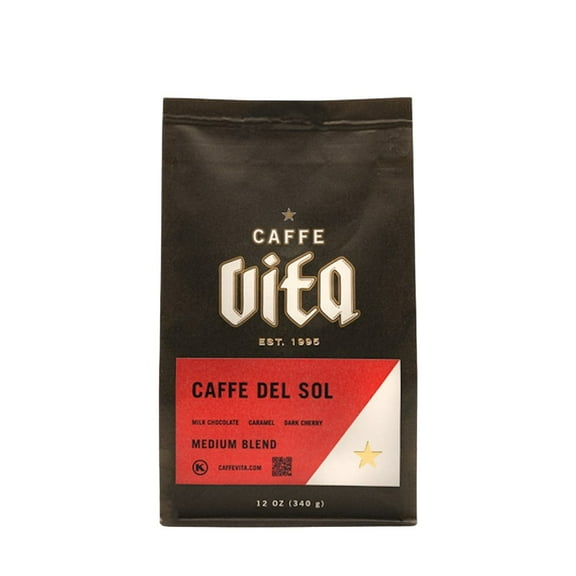 Caffe Del Sol Espresso - Roasted by Caffe Vita - Whole Bean Coffee - 12 Ounce Bag