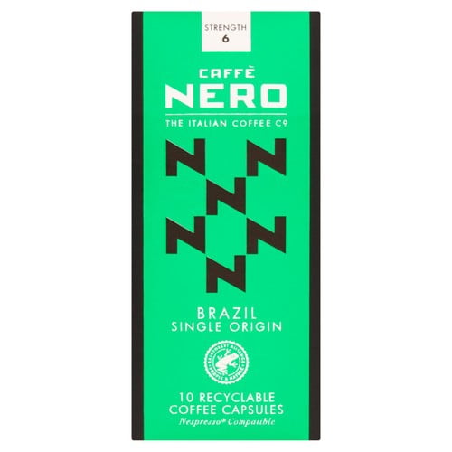 Caffe Nero Brazilian Coffee Capsules, 10 pods per pack, British Import (Pack of 3)