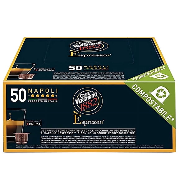 Caffe Vergnano Dark Roast Napoli Espresso Capsules 50-Count