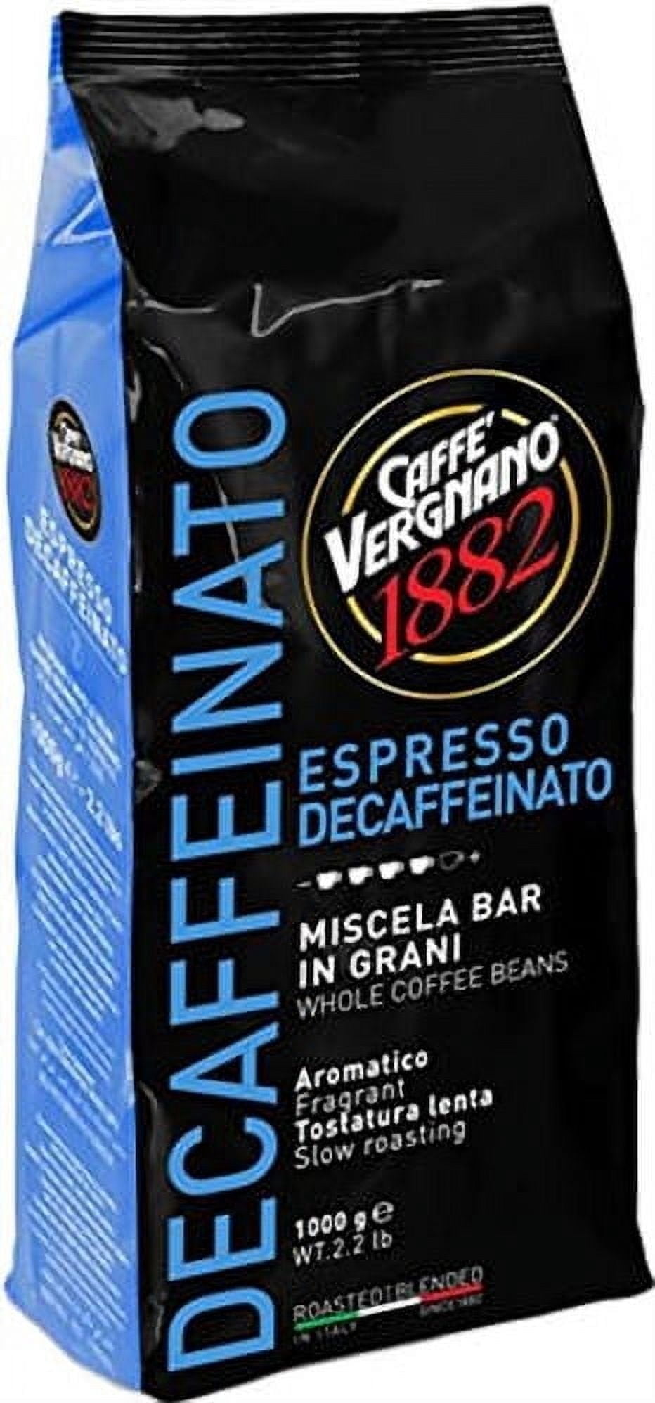 Caffe Vergnano Drip Coffee Decaffeinated Whole Beans 2.2lb/1kg