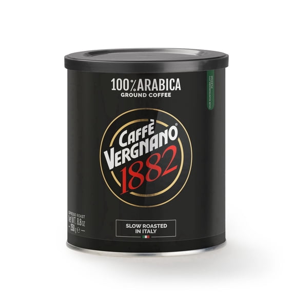 Caffe Vergnano Italian Finely Ground Espresso Coffee – 100% Arabica for Moka, Intensity Level 4 – Sweet & Balanced Blend Slow Roasted with Notes of Chocolate, Hazelnut, Caramel, 8.82 oz Tin