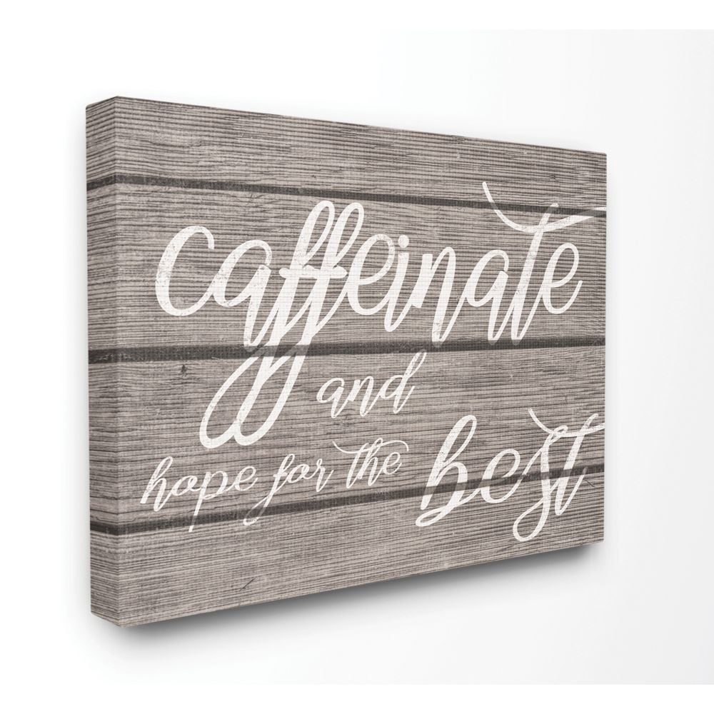 Caffeinate And Hope For The Best Funny Family Office Word Design Super Oversized Stretched Canvas Wall Art by Daphne Polselli