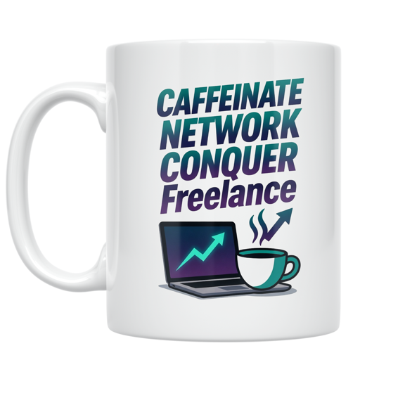 Caffeinate Network Conquer Freelance - Freelance Community - 11 oz Ceramic Coffee Mug