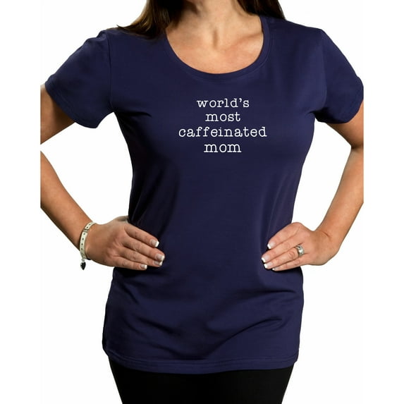 Pavilion Gift Company - Caffeinated Mom - Small Navy Blue T-Shirt