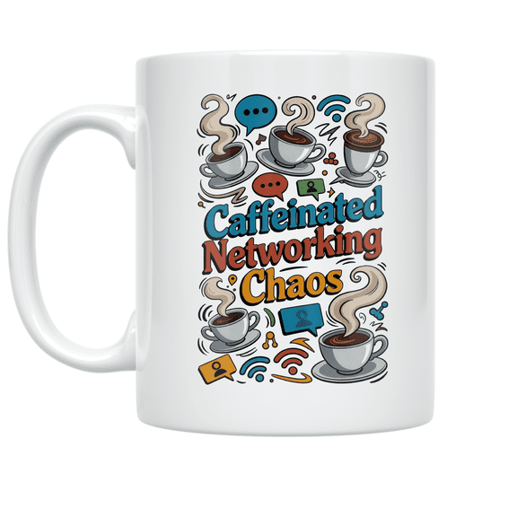 Caffeinated Networking Chaos Design - Business Networking Enthusiast - 11 oz Ceramic Coffee Mug