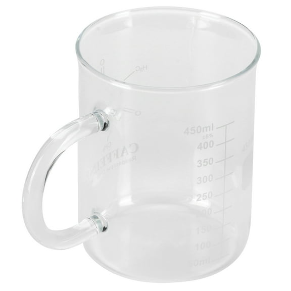 Caffeine Beaker Mug, Caffeine Molecule Mug Glass Coffee Cup Scientific 16 oz Borosilicate Glass Chemistry Mug with Handle and Measuring for Coffee Tea Latte