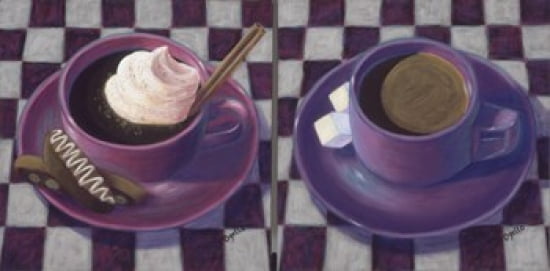 Caffeine Cups 2 Canvas Art - Debra Ozello (24 x 12)
