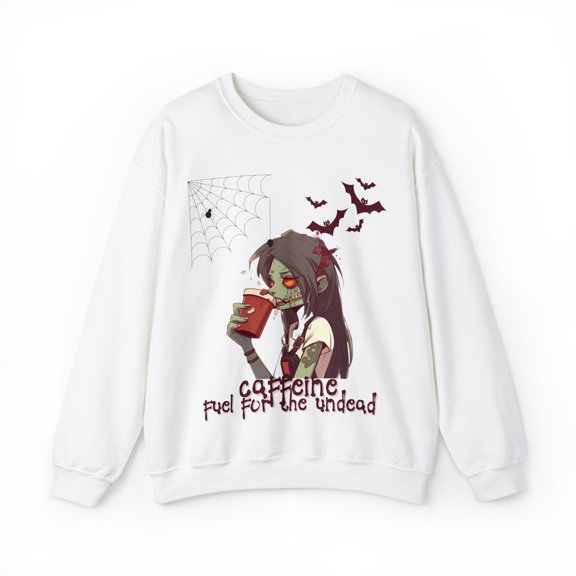 Caffeine Fuel for the Undead Zombie Unisex Heavy Blend™ Crewneck Sweatshirt