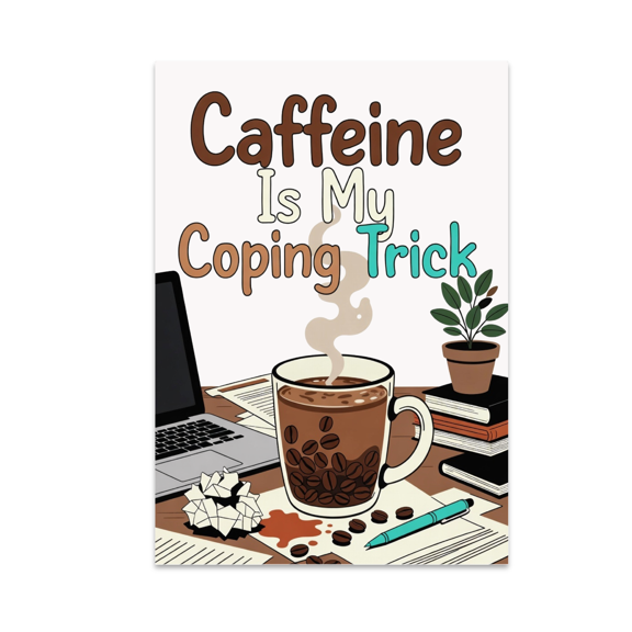 Caffeine Is My Coping Trick - Stress Relief Enthusiast - 13x19 Poster Print