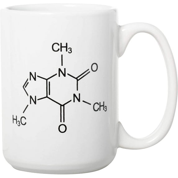 Caffeine Molecule/Chemistry Science Mug Funny Mug for any Caffeine Lover - 15oz Deluxe Double-Sided Coffee Tea Mug (White)
