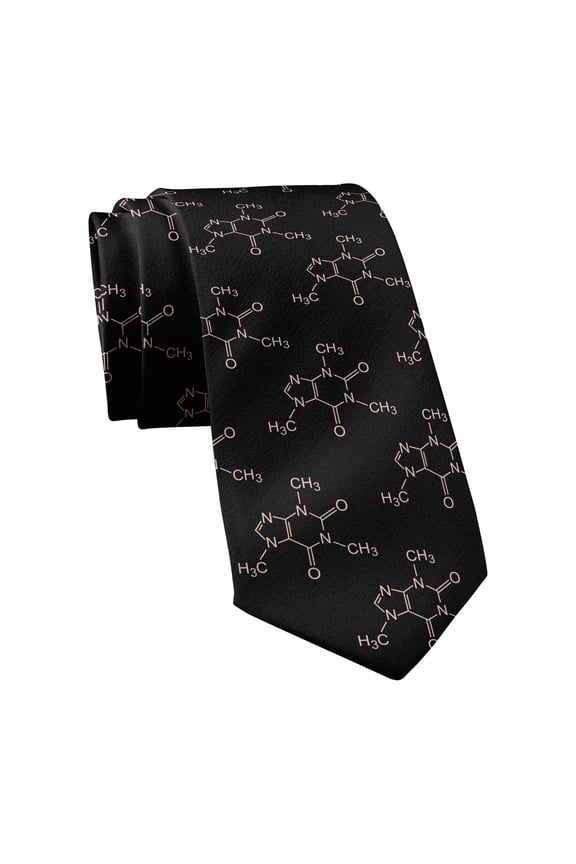 Caffeine Molecules Necktie Funny Neckties for Men Coffee Tie Novelty Ties for Guys