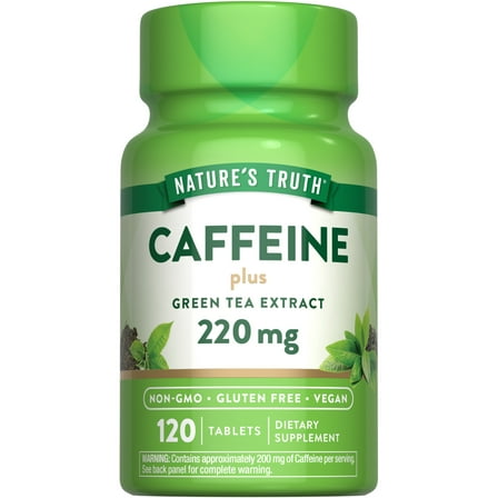 Caffeine Pills 220mg with Green Tea Extract | 120 Count | For Men and Women | by Nature's Truth