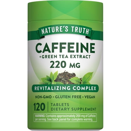 Caffeine Pills 220mg with Green Tea Extract | 120 Count | For Men and Women | by Nature's Truth