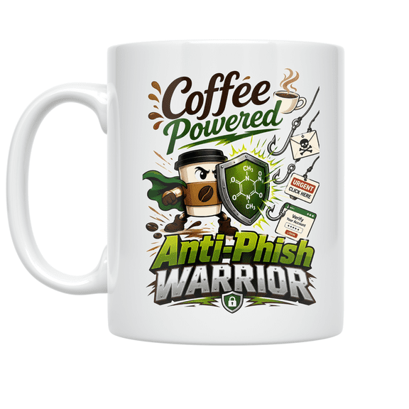 Caffeine Powered Anti-Phish Warrior - Cybersecurity Enthusiast - 11 oz Ceramic Coffee Mug