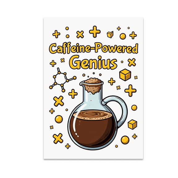 Caffeine-Powered Genius - STEM Enthusiast - 13x19 Glossy Poster Print