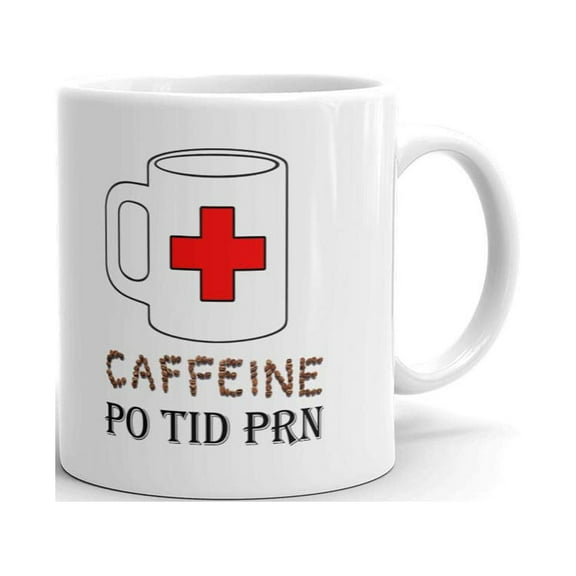 Caffeine Prescription Po Tid Prn Coffee Tea Ceramic Mug Office Work Cup Gift
