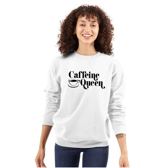 Caffeine Queen Coffee Addict Latte Women Crewneck Sweatshirt Brisco Brands S