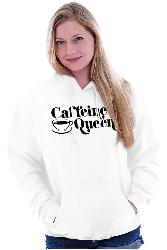 Caffeine Queen Coffee Addict Latte Women Plus Size Graphic Pullover Hoodie Brisco Brands 2X