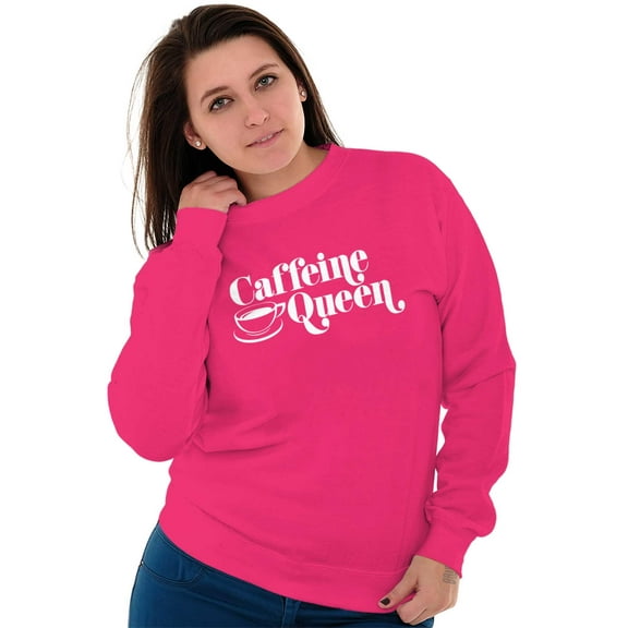 Caffeine Queen Coffee Addict Latte Women Plus Size Crewneck Sweatshirt Brisco Brands 2X